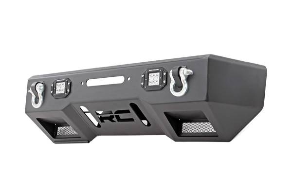 Rough Country - Rough Country Front Stealth Stubby Winch Bumper w/ Chrome Series LED Lights 11830