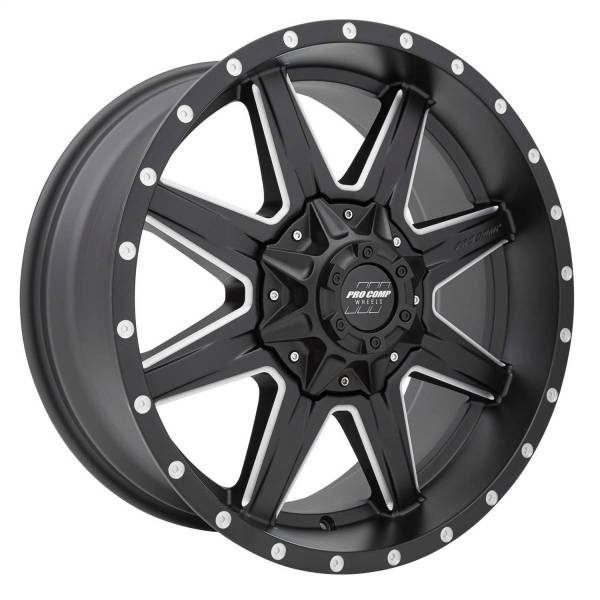 Pro Comp Wheels - Pro Comp Wheels Quick 8 Satin Black Milled 20x9 8x6.5 5BS Offset 0mm Cap P/N 504256800 5148-298250