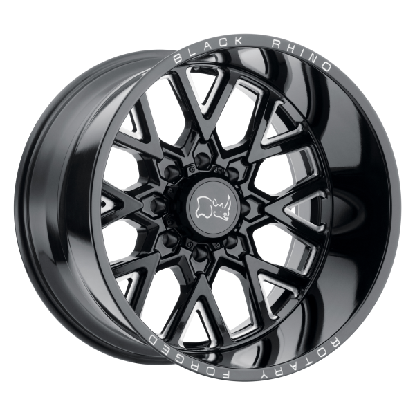 Black Rhino - Black Rhino GRIMLOCK 22X14 8X170 Gloss Black & Milled|2214GRM-68170B25