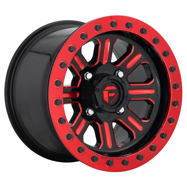 Fuel UTV - Fuel UTV D911 HARDLINE BEADLOCK 15X7 4X156 Gloss Black Red Tinted Clear|D9111570A554