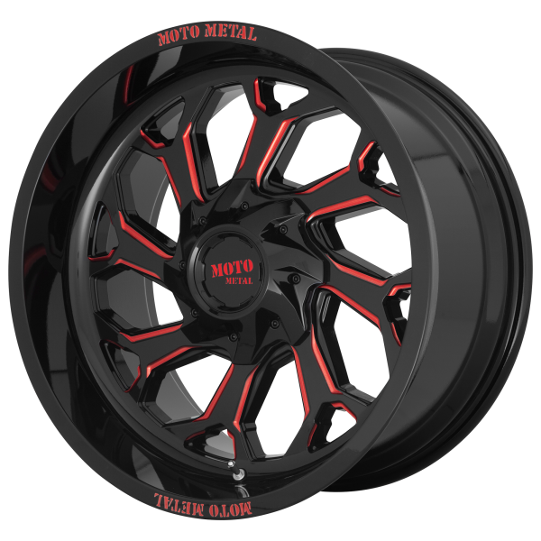 Moto Metal - Moto Metal MO999 20X10 8X170 Gloss Black Milled With Red Tint|MO99921087918N