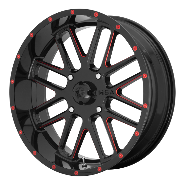 MSA Offroad Wheels - MSA Offroad Wheels M35 BANDIT 22X7 4X156 Gloss Black Milled With Red Tint|M35-022756R