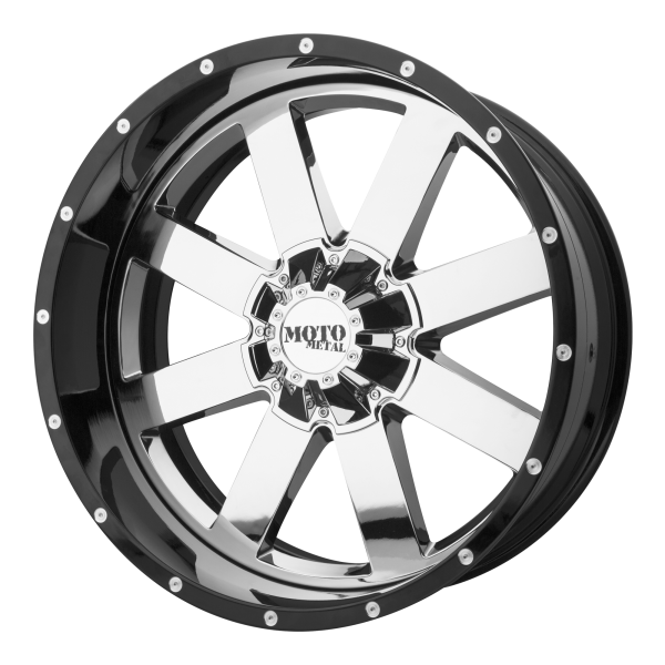 Moto Metal - Moto Metal MO200 22X12 8X180 Chrome Center Gloss Black Milled Lip|MO200-22128844NCB