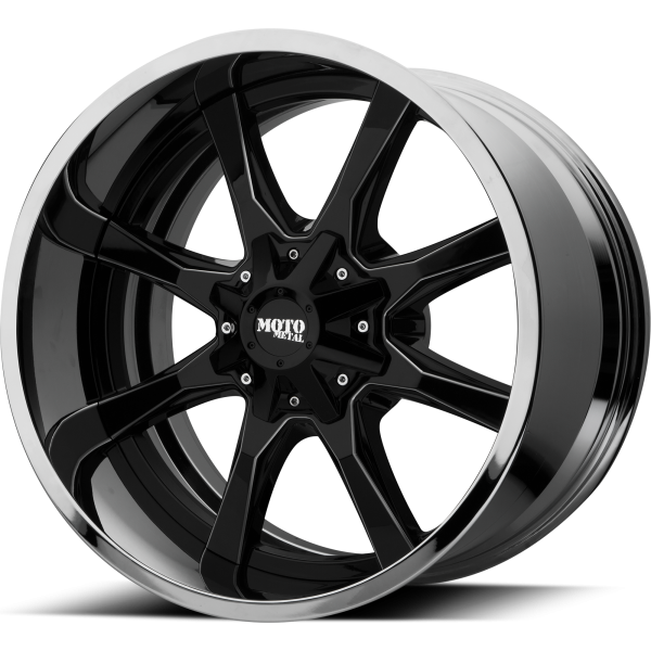 Moto Metal - Moto Metal MO201 22X10 5X5.0/5.5 Gloss Black Milled Center Chrome Lip|MO201-22103518NBC