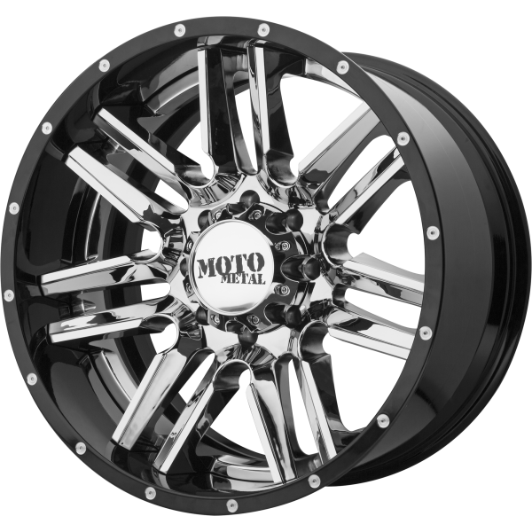 Moto Metal - Moto Metal MO202 20X12 6X135 Chrome Center Gloss Black Milled Lip|MO202-20126344NCB
