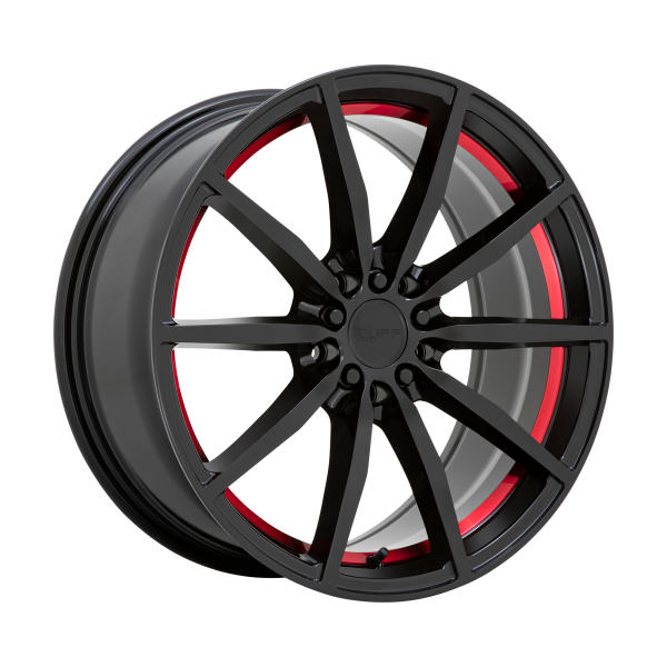 Ruff - Ruff BURNOUT 18X8 5X112/120 Gloss Black W/ Red Inner Lip|1880RFB385D20B76