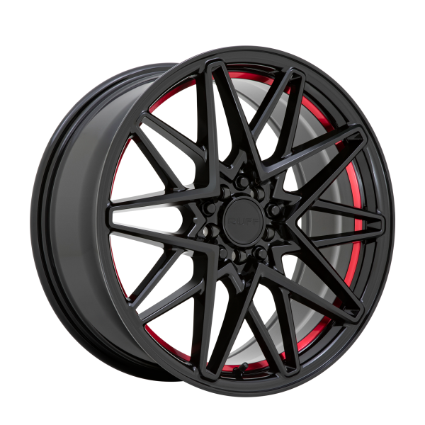 Ruff - Ruff CLUTCH 18X8 5X100/4.5 Gloss Black W/ Machined Red Inner Lip|1880RDC385D04R72