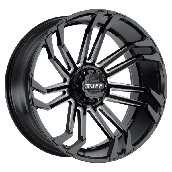 Tuff - Tuff T21 24X11 6X5.5 Gloss Black W/ Milled Spokes|2411T21-56140B12