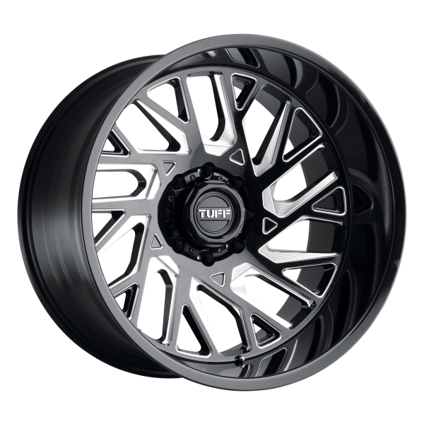 Tuff - Tuff T4B 22X12 5X5.0 Gloss Black W/ Milled Spokes|2212T4B-55127B71R