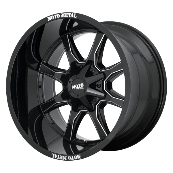 Moto Metal - Moto Metal MO970 18X10 5X5.0/5.5 Gloss Black With Milled Spoke & Moto Metal On Lip|MO970810353B24NUS