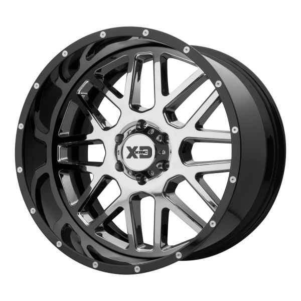 XD - XD XD201 GRENADE 20X12 5X5.5 Chrome Center Gloss Black Milled Lip|XD201-20128544NCB