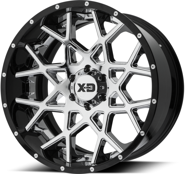 XD - XD XD203 CHOPSTIX 20X10 8X6.5 Chrome Center Gloss Black Milled Lip|XD203-20108018NCB