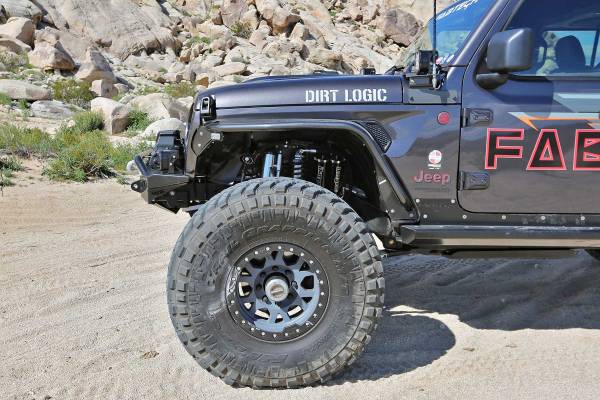 Fabtech - Fabtech JEEP JL/JT TUBE FENDERS FR STL PWDRCOAT BLK TEXTURE FTS24212