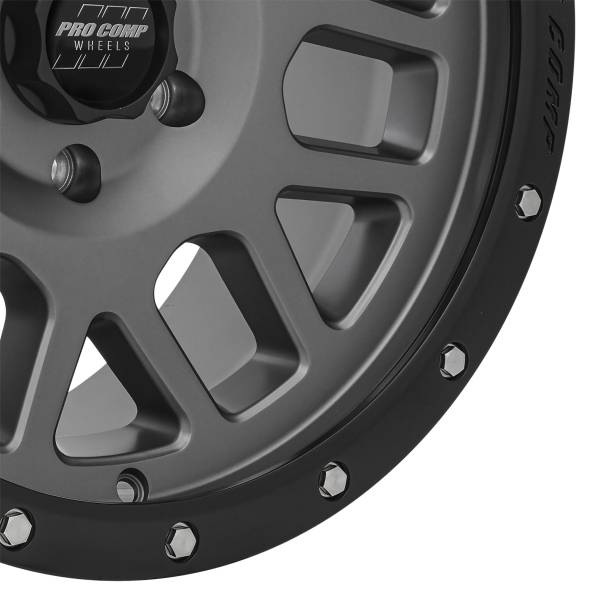 Pro Comp Wheels - Pro Comp Wheels Vertigo Matte Graphite 18x9 6x5.5 5BS Offset 0mm Cap P/N 5040556000 2640-898350
