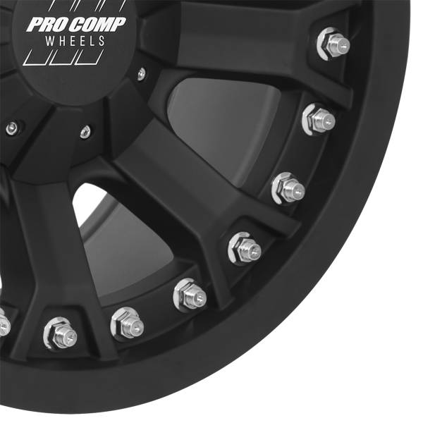 Pro Comp Wheels - Pro Comp Wheels Grind Matte Black 17x9 5x5 4.75BS Offset -6mm Cap P/N 703355500 7033-7905