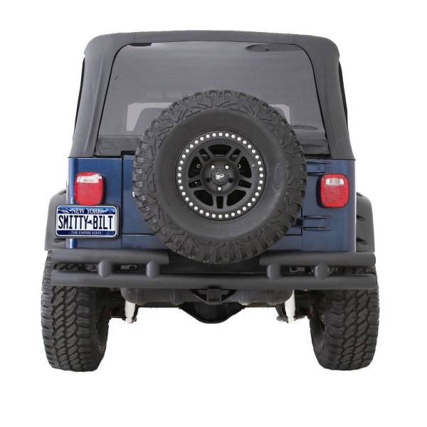 Smittybilt - Smittybilt Tubular Bumper - Rear W/Hitch - Gloss Black JB48-RH