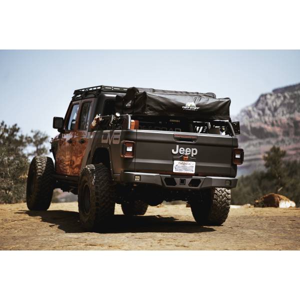 DV8 Offroad - DV8 Offroad 20-22 GLADIATOR ULTRA SLIM HIGH CLEARANCE REAR BUMPER w/ BUILT IN HITCH & STEPS RBGL-05