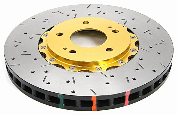 Disc Brakes Australia - Disc Brakes Australia Cross Drilled/Slotted Uni-Directional Rotor, Gold Hat DBA52218GLDXS