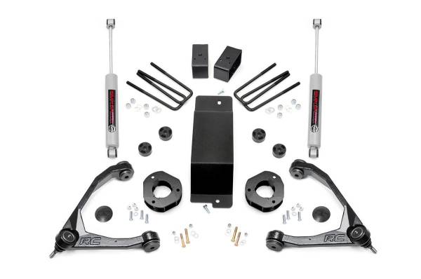 Rough Country - Rough Country 3.5in GM Suspension Lift Kit w/ Forged Upper Control Arms (07-16 1500 PU 4WD) 19431A