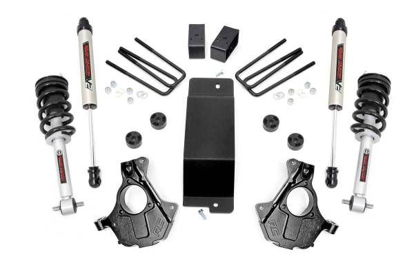 Rough Country - Rough Country 3.5in GM Susp Lft, Knukl Kt w/Strts&V2 Mtube (14-18 1500 PU 4WD, Alum/Stmpd Stl) 12171
