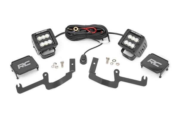 Rough Country - Rough Country Chevy 2-inch LED Lower Windshield Ditch Kit Black Series Flood Beam 70842