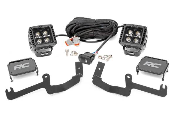 Rough Country - Rough Country Chevy 2-inch LED Lower Windshield Ditch Kit Black Series w/ Amber DRL 70844