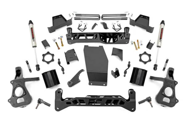 Rough Country - Rough Country 7in GM Susp Lift Kit w/ V2 Shcks (14-18 1500 PU 4WD, Alum/Stmpd Steel) 17470