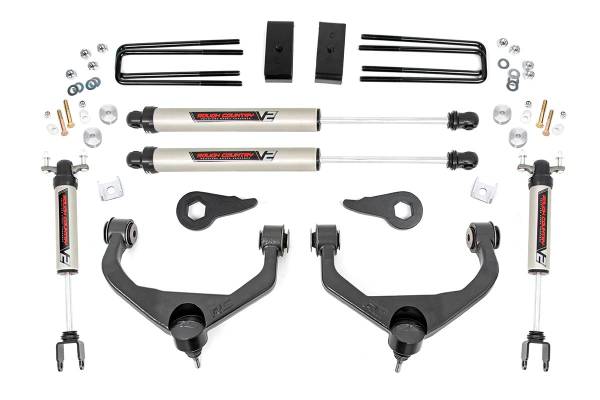 Rough Country - Rough Country 3.5in GM Suspension Lift Kit w/ V2 Shocks (11-19 2500/3500HD) 95970