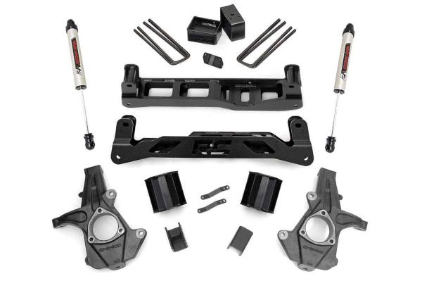 Rough Country - Rough Country 5in GM Suspension Lift Kit w/ V2 Shocks (14-17 1500 PU 2WD, Cast Steel) 24770
