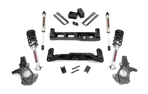 Rough Country - Rough Country 5in GM Suspension Lift Kit w/V2 Shocks & Struts (14-17 1500 PU 2WD, Cast Steel) 24771