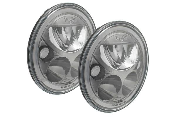 Vision X - Vision X LED Headlights: (Each / 5.75in Round / Chrome / Amber Halo) (Motorcycle Spec)