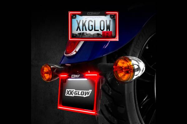XK Glow - XKGlow Motorcycle Plate Frame: Black / White LEDs