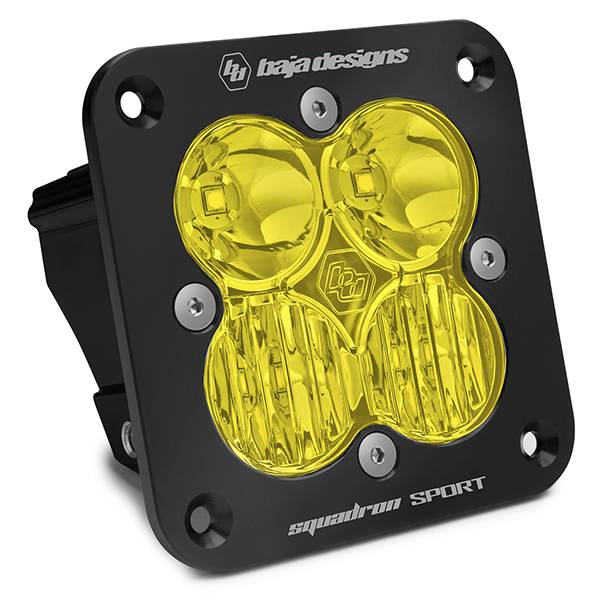 Baja Designs - Flush Mount LED Light Pod Black Amber Lens Driving/Combo Pattern Squadron Sport Baja Designs