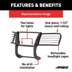 ARIES - ARIES Black Steel Grille Guard, Select Jeep Cherokee, Sport 1043 - Image 4
