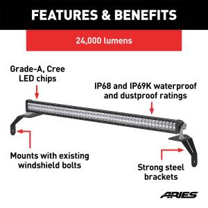 ARIES - ARIES Jeep Wrangler JL, Gladiator Windshield Light Bar and Brackets 1501306 - Image 4