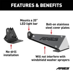 ARIES - ARIES Jeep JK Hood Light Mounting Brackets 15912 - Image 3