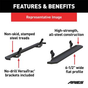 ARIES - ARIES RidgeStep 6-1/2" x 85" Black Steel Running Boards, Select Ford Ranger Crew Cab 2055552 - Image 3
