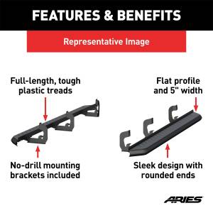 ARIES - ARIES AeroTread 5" x 76" Black Stainless Running Boards, Select Traverse, Acadia 2061020 - Image 3