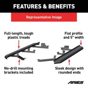 ARIES - ARIES AeroTread 5" x 73" Black Stainless Running Boards, Select Equinox, Terrain 2061022 - Image 3