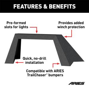 ARIES - ARIES TrailChaser Jeep Wrangler Aluminum Front Bumper Angular Brush Guard 2081101 - Image 4
