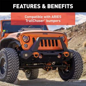 ARIES - ARIES TrailChaser Jeep Wrangler Aluminum Front Bumper Angular Brush Guard 2081101 - Image 8