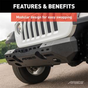ARIES - ARIES TrailChaser Jeep Wrangler JL, Gladiator Steel Front Bumper (Option 6) 2082070 - Image 5