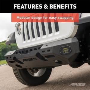 ARIES - ARIES TrailChaser Jeep Wrangler JL, Gladiator Aluminum Front Bumper (Option 5) 2082075 - Image 5