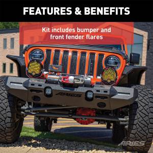 ARIES - ARIES TrailChaser Jeep Wrangler JL Aluminum Front Bumper with Fender Flares (Option 7) 2082077 - Image 5