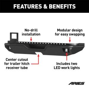 ARIES - ARIES TrailChaser Jeep Wrangler JL Aluminum Rear Bumper with LED Lights 2082083 - Image 4