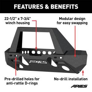 ARIES - ARIES TrailChaser Jeep Wrangler JL, Gladiator Aluminum Front Bumper (Option 2) 2082093 - Image 2