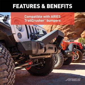 ARIES - ARIES TrailCrusher Jeep Wrangler, Gladiator Steel Front Bumper Angular Brush Guard 2156050 - Image 7