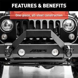 ARIES - ARIES TrailCrusher Jeep Wrangler, Gladiator Steel Front Bumper Angular Brush Guard 2156050 - Image 8