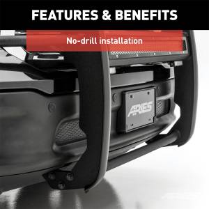 ARIES - ARIES Pro Series Black Steel Grille Guard with Light Bar, Select GMC Sierra 1500 2170018 - Image 8