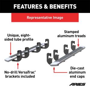 ARIES - ARIES AdvantEDGE 5-1/2" x 91" Chrome Aluminum Side Bars, Select Silverado, Sierra Crew 2555015 - Image 5